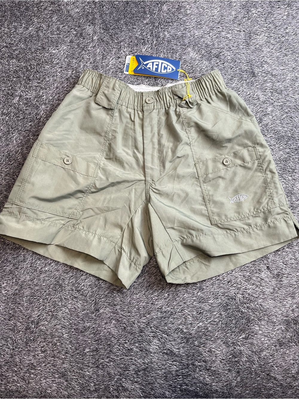NWT AFTCO M01 Original Fishing Shorts Mens 30 Sage Green Nylon Plier Pocket UPF
